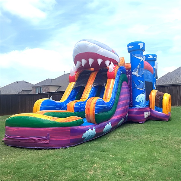 Marble color inflatable water slide with pool inflatable water park