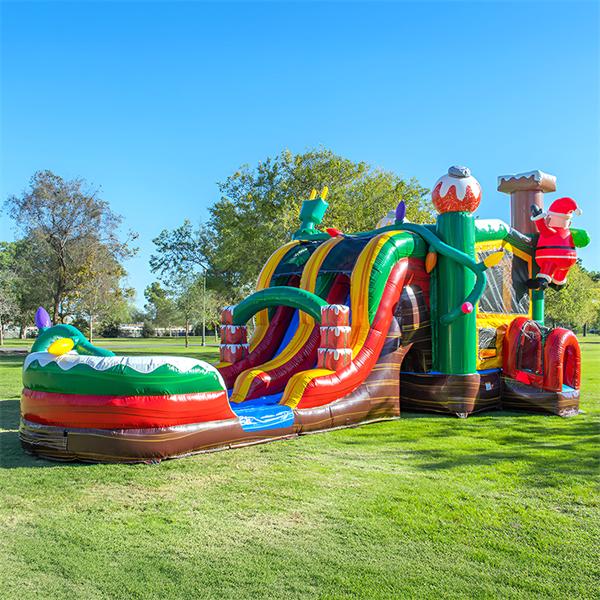 Summer beach inflatable water slide with pool for outdoor kids adults play