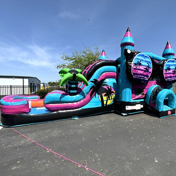 Summer beach inflatable water slide with pool for outdoor kids adults play
